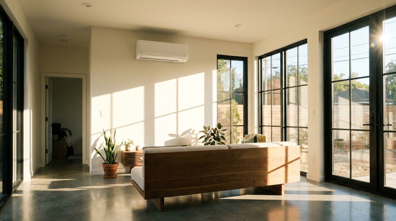 Outdoor mini-split condenser at a High Desert ADU