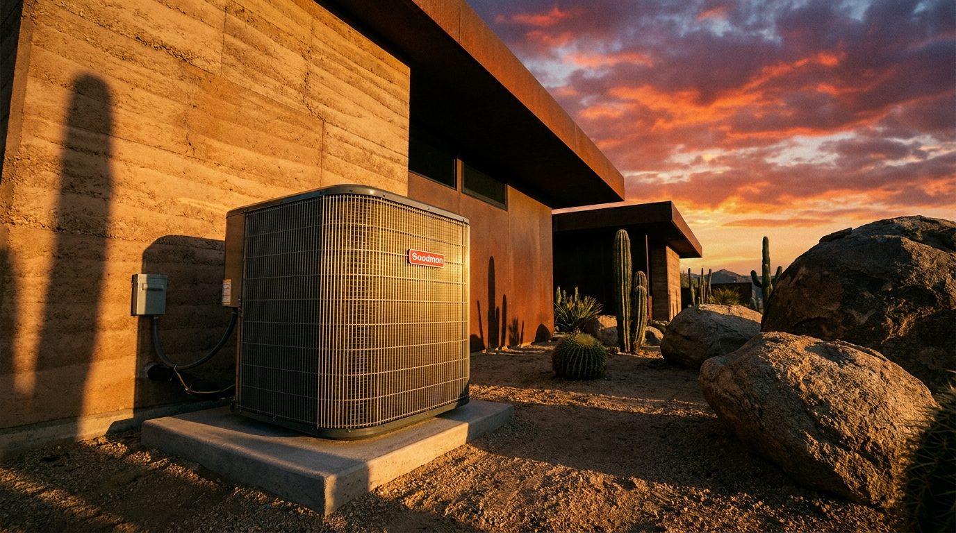 Goodman AC condenser installed at a High Desert home by JC Energy Solutions