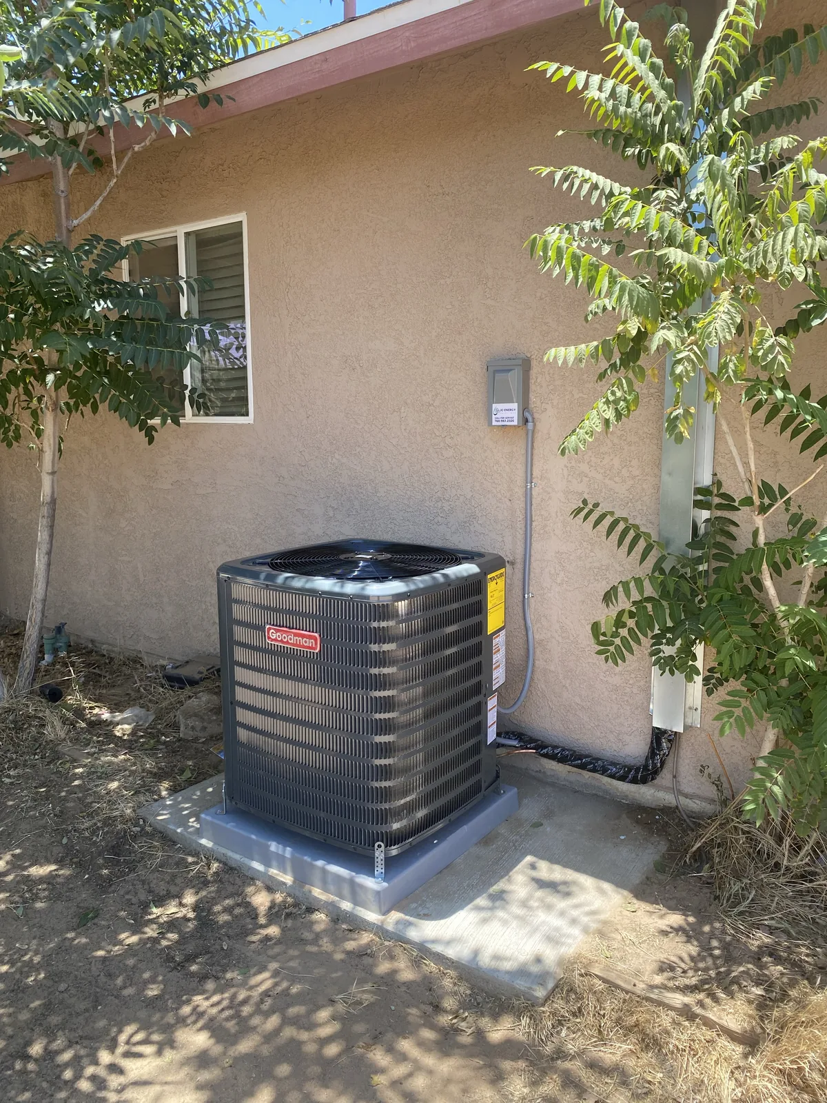 AC condenser installed by JC Energy Solutions, HVAC service in Adelanto, California