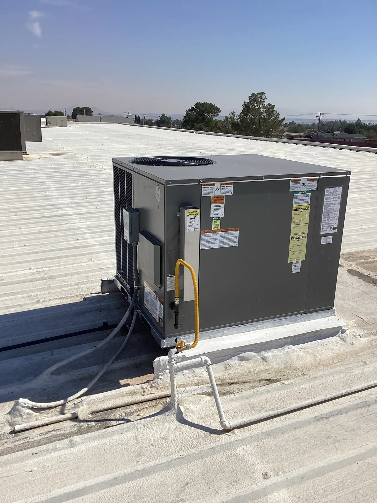Commercial rooftop HVAC unit installed by JC Energy Solutions, HVAC service in Riverside, California