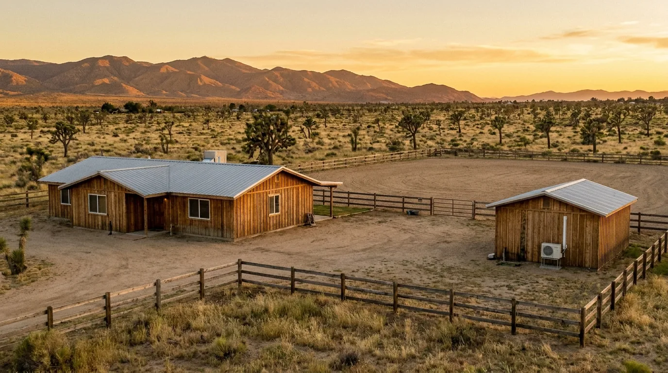 Equestrian property HVAC in the High Desert: main house plus tack room and workshop service